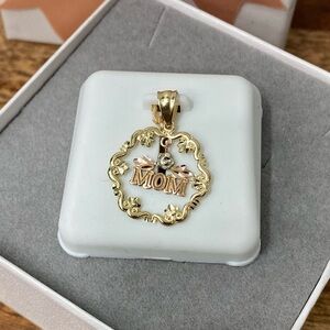 14K Two-tone gold "Mom" Pendant